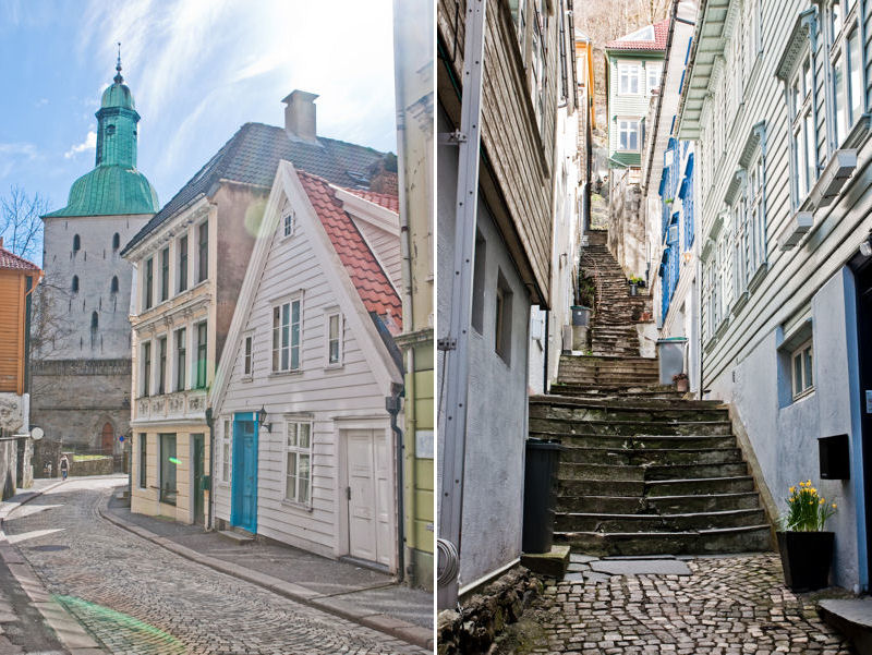 kościół i schody w Bergen