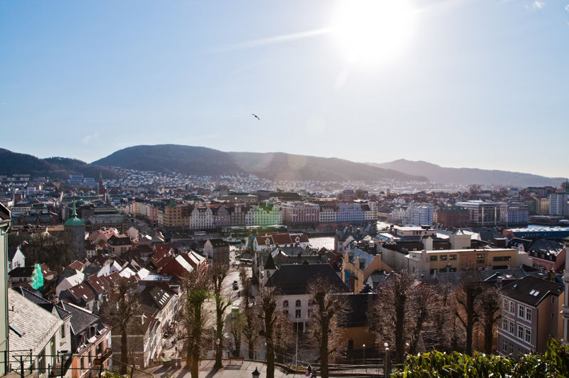 widok na centrum miasta Bergen
