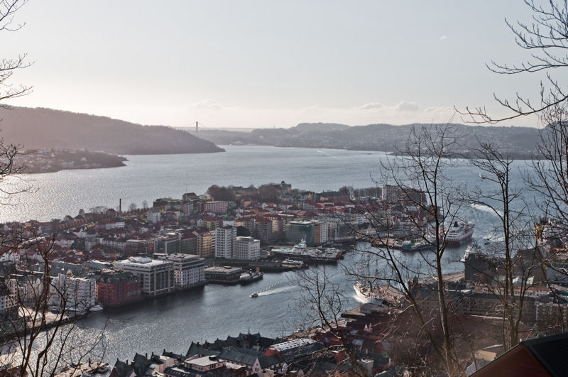 panorama na zatokę Vågen w Bergen