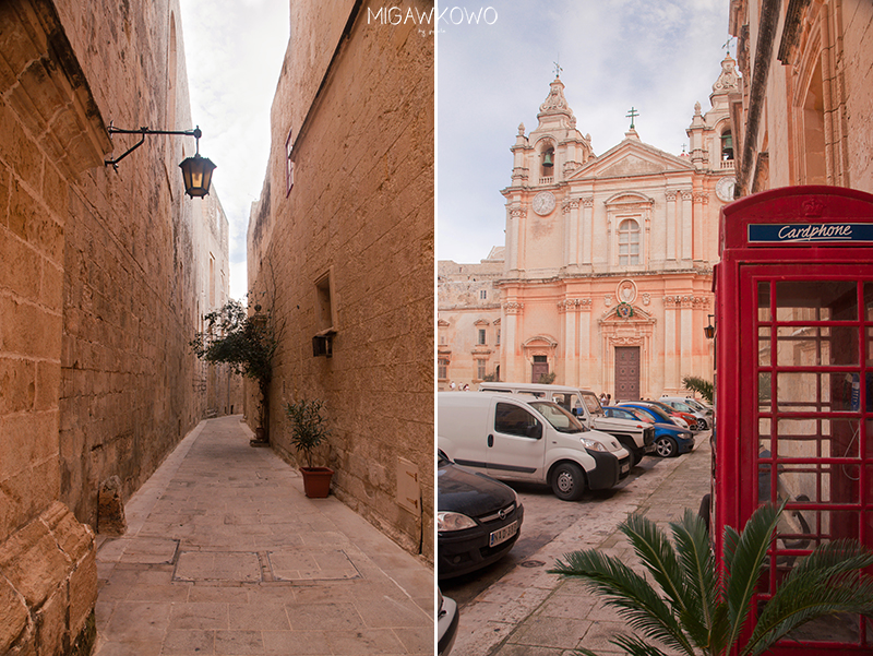 Uliczka i budka telefoniczna w Mdinie na Malcie