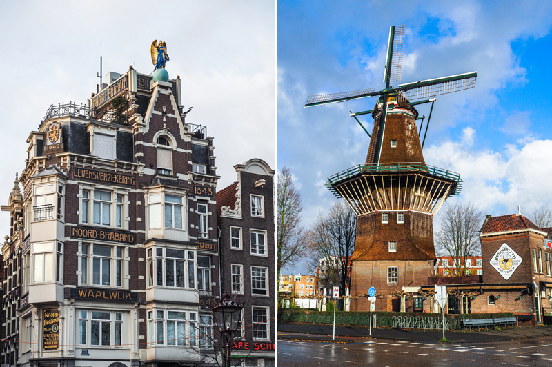 Amsterdam de Gooyer wiatrak kamienica