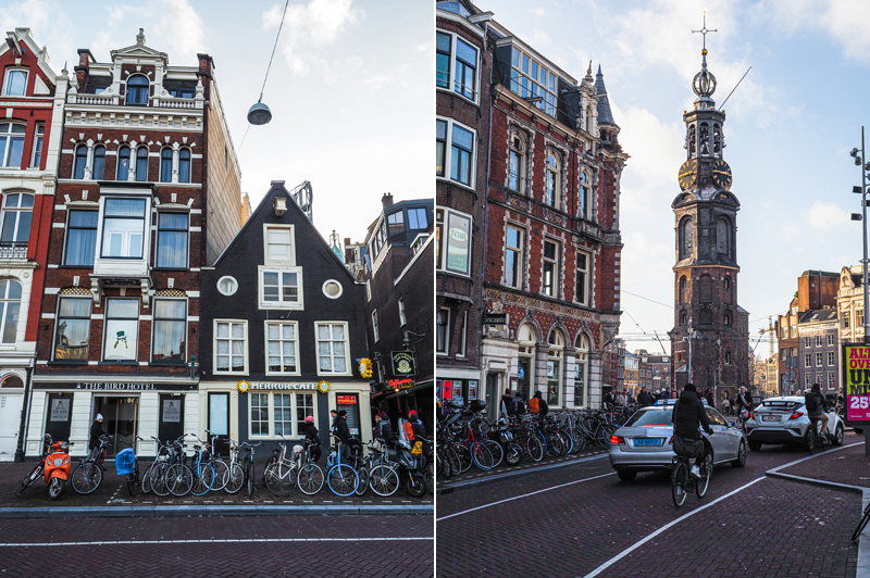 Amsterdam kolorowe kamienice wieża