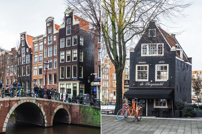 Amsterdam kolorowe kamienice rowery mały domek