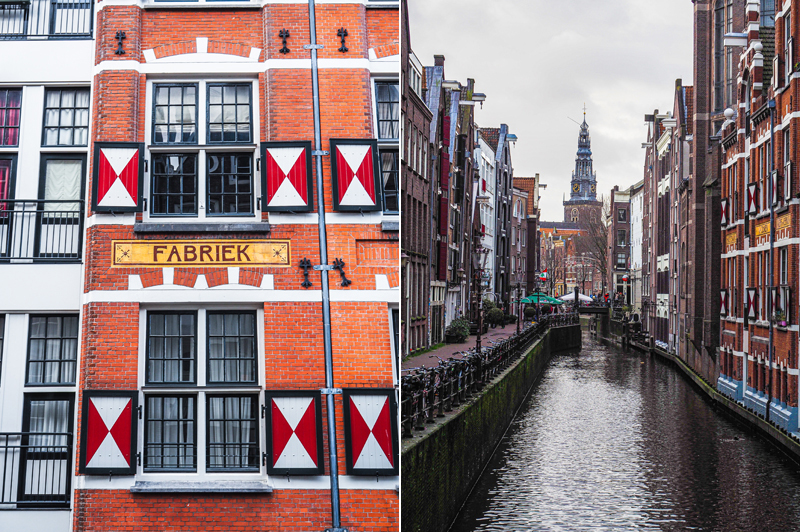Amsterdam kolorowe kamienice fabriek kanał